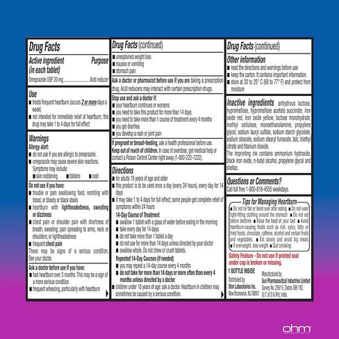 Ohm Omeprazole Tablets, Delayed-Release Tablets, 20mg Acid Reducer, 28 Tablets in Saudi Arabia