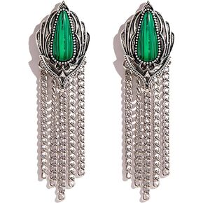 Bohemian Turquoise Earrings for Women Vintage Western Tassels Teardrop Earrings Western Ethnic Boho Jewelry (Turquoise Tassel) in Kuwait