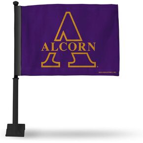 Rico Industries NCAA alcorn State Braves Black Pole Car Flag W 'Black Pole Double Side Scl in Saudi Arabia