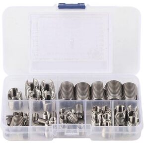 50Pcs Stainless Steel Inner Thread Self Tapping Thread Inserts Set,Thread Reinforce Repair Tool Threaded Inserts with Storage Case Metal Thread in Saudi Arabia
