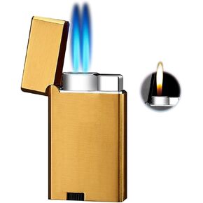 Dual Flame, Windproof Lighter, Soft Flame Fuel Window Lighter Butane Metal Lighter, Jet Flame Lighter, Adjustable Flame Lighter for Candles, Camping, Indoor and Outdoor(Silver) in Saudi Arabia