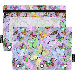 Binder Pouches,Pink Ribbon Bows Pencil Pouch for 3 Ring Binder 2 Pack Clear Pencil Bag with Zipper for Office School Supplies in Kuwait