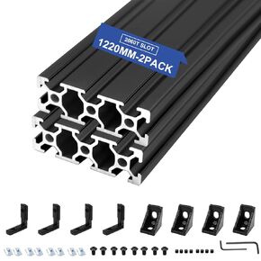 4Pack 2060 T Slot Aluminum Extrusion 2000mm Black Extruded Aluminum Profile 20x60 T-Slotted Framing European Standard Anodized Linear Rail for 3D Printer Accessories Parts in Kuwait