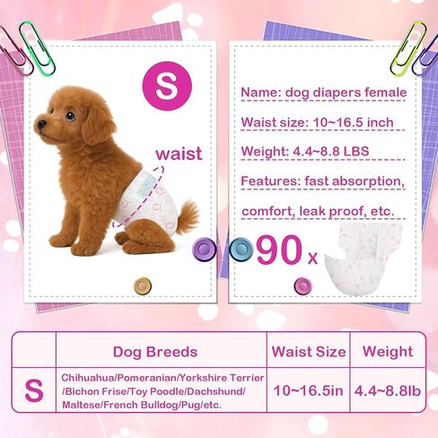 90 عدد الكلاب التي يمكن التخلص منها حفاضات أنثى ، فائقة الجرو الوردي الكلب من الكلاب الصغيرة للتبول الكلاب أو سلس البول (الخصر 10-16.5 في S) in Kuwait