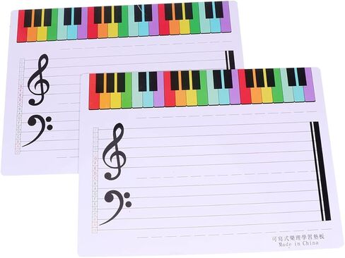 NUOBESTY 2-Pack Double-Sided Magnetic Whiteboard Music Staff Writing Board for Teaching and Practice Erasable for Home and School Use in Saudi Arabia