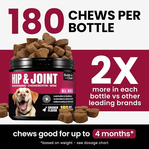 Liquid Joint Supplement for Dogs & Cats, Glucosamine for Dogs with Hyaluronic Acid, Daily Dog Hip & Joint Drops with Chondroitin & MSM, Wuffe Joint Supplement for Pain Relief, Mobility Support - 60ml in Saudi Arabia