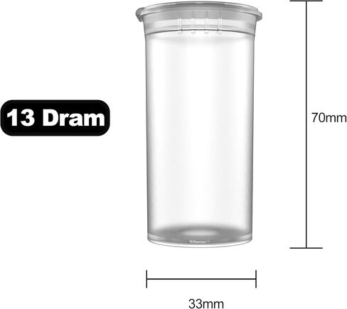 13 حاويات Top Pop Basking Top Dram CR - زجاجات قارورة سفر مقاومة للطفل - 315 Qty (واضح) in Kuwait
