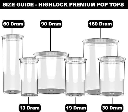 13 حاويات Top Pop Basking Top Dram CR - زجاجات قارورة سفر مقاومة للطفل - 315 Qty (واضح) in Kuwait