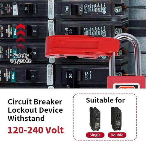 Steel&PA Standard Circuit Breaker Lockout Tagout for 110V-220V Single/Double Hole Toggless OSHA Compliant Red Electrical Breaker Lock Box,2X Padlocks,2X Tags,2X Circuit Breaker Lockout in Kuwait