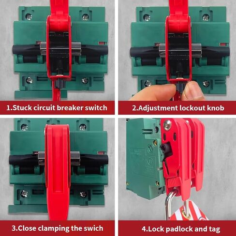 Steel&PA Standard Circuit Breaker Lockout Tagout for 110V-220V Single/Double Hole Toggless OSHA Compliant Red Electrical Breaker Lock Box,2X Padlocks,2X Tags,2X Circuit Breaker Lockout in Kuwait