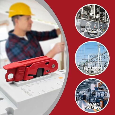 Steel&PA Standard Circuit Breaker Lockout Tagout for 110V-220V Single/Double Hole Toggless OSHA Compliant Red Electrical Breaker Lock Box,2X Padlocks,2X Tags,2X Circuit Breaker Lockout in Kuwait