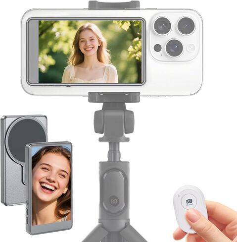 شاشة مراقبة Selfie Selfie Phone VLOG ، شاشة Magnetic Vlog Selfie Monitor مع التحكم عن بُعد ، شاشة الكاميرا اللاسلكية لدفق VLOG Tiktok YouTube ، متوافق مع iPhone & Android (رمادي) in Saudi Arabia