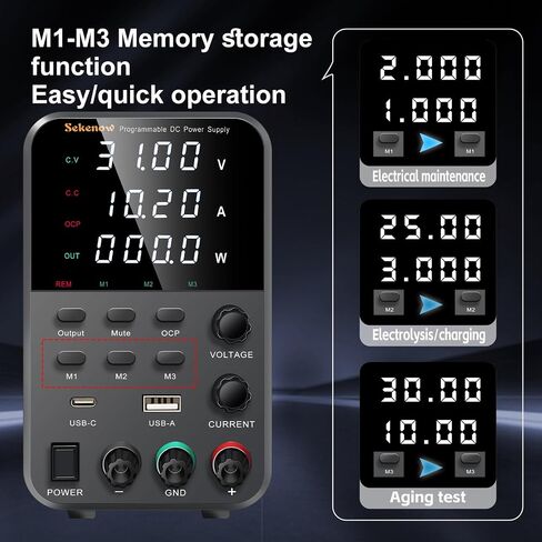 DC Power Supply Variable, 60V 5A Adjustable Switching Bench Power Supply with Memory Storage & USB/Type-C Quick-Charge,High Precision 4-Digit LED Display,Encoder Adjustment Knob in Saudi Arabia