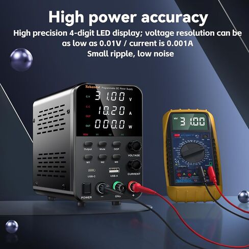 DC Power Supply Variable, 60V 5A Adjustable Switching Bench Power Supply with Memory Storage & USB/Type-C Quick-Charge,High Precision 4-Digit LED Display,Encoder Adjustment Knob in Saudi Arabia