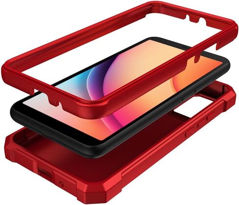 لحالة TCL K32 5G مع واقي الشاشة ، للحصول على TCL T513V CASE CASE PULLE PROGENT PROTION PRIT PCER POCPER الناعم الناعم ، حالة الهاتف الثقيلة للحماية من TCL K32 T513V أسود in Kuwait