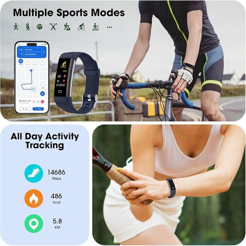 EURANS Fitness Tracker with Heart Rate Blood Oxygen Monitor, Activity Tracker Sleep Monitor Health Tracker, Smart Watch Pedometer Step Calories Counter, Fitness Watches for Men Women in Kuwait
