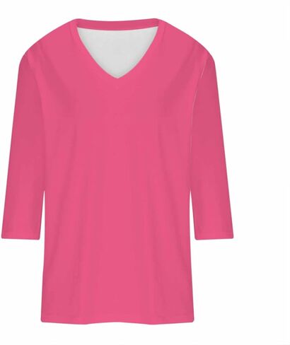 3/4 Sleeve v Tops للنساء غير الرسمي ألوان صلبة ضئيلة نحيفة أعلى أعمال أنيقة أعلى لطيبة طعنات الصيف مريحة مريحة in Kuwait