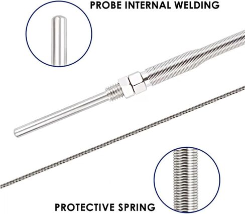 0-800 درجة M8 K J PT100 TYPE 50MM 150MM 100MM 200MM مسبار كابل المسمار الحراري 1PCS (2M M8 PT100،100MM) in Saudi Arabia