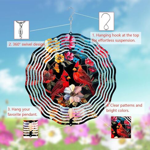 Ladybug Wind Spinner 3D للديكور في الهواء الطلق ، الفولاذ المقاوم للصدأ معلق الرياح ، الفنون الحركية 10 بوصة زخرفة لزخرفة الحديقة in Kuwait