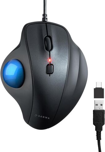 Sanwa Wired Ergonomic Trackball Mouse ، الفئران العمودية البصرية ، أزرار صامتة ، كرة مسار 34 ملم ، 600/800/1200/1600 DPI ، متوافقة مع MacBook ، الكمبيوتر المحمول ، الكمبيوتر ، Windows ، MacOS ، الأرجواني in Kuwait