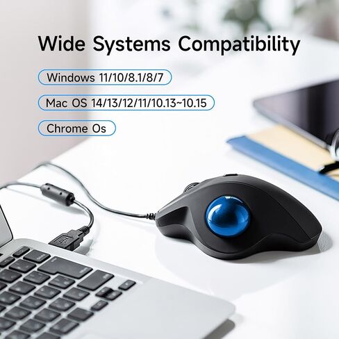 Sanwa Wired Ergonomic Trackball Mouse ، الفئران العمودية البصرية ، أزرار صامتة ، كرة مسار 34 ملم ، 600/800/1200/1600 DPI ، متوافقة مع MacBook ، الكمبيوتر المحمول ، الكمبيوتر ، Windows ، MacOS ، الأرجواني in Kuwait