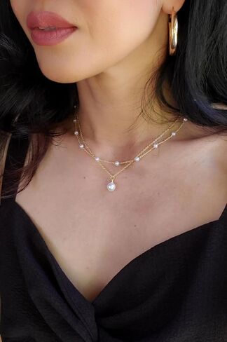 Beach Charm Necklace for Women, Gold Summer Necklace Cute Vintage Seashell Necklace 17" Paperclip Chain With Starfish Pendant Charms Necklaces as Waterproof Summer Jewelry Beach Stuff for Vacation in Kuwait