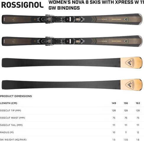 Rossignol Women's Nova 8 Skis مع Xpress W 11 GW Bindings - Precision Corving & Smooth Performance Skis (RRNPX01) in Saudi Arabia