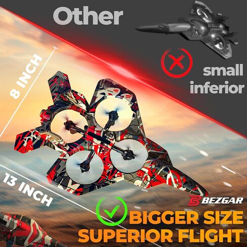 Bezgar HQ057X RC Fighter Airplane 丨 MINI DRONE REMOTE CONTROL طائرة طائرة طائرة بدون طيار للبالغين والأطفال مع هدية خفيفة للأطفال الأزرق in Kuwait