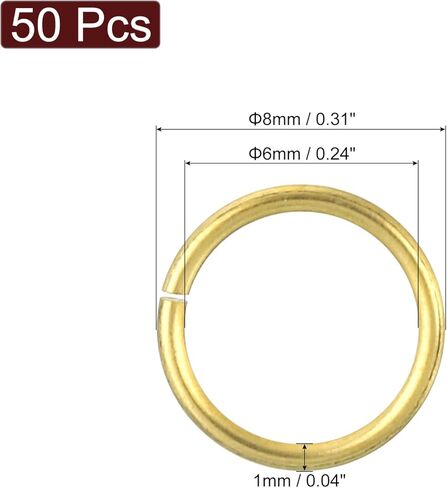 uxcell 50Pcs Open Jump Rings, 25mm/0.98" OD Brass Jump Ring Connectors 2mm Thick O Rings for Necklaces Bracelet Jewelry Making Keychain DIY Craft, Gold Tone in Kuwait