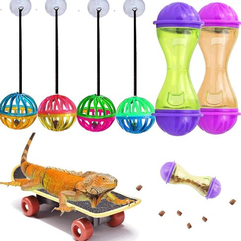 5 Pcs Breaded Dragon Toys Set Balls Bell Reptile Feeder Toy Lizard Feed Balls Enrichment Toy Habitat Terrarium Tank Accessories Interactive Toy for Bearded Dragon Gecko Small Animals in Saudi Arabia