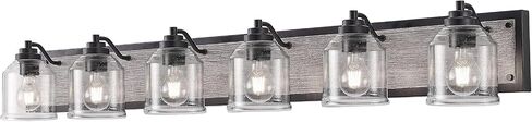 48.5 inches Large Farmhouse Vanity Light for Bathroom, Farmhouse Bathroom Vanity Light with Bubble Glass Shades, 6-Light E26 Base in Kuwait