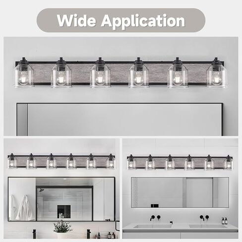 48.5 inches Large Farmhouse Vanity Light for Bathroom, Farmhouse Bathroom Vanity Light with Bubble Glass Shades, 6-Light E26 Base in Kuwait