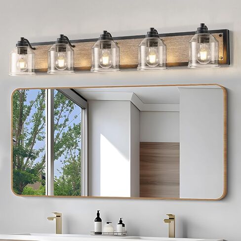 48.5 inches Large Farmhouse Vanity Light for Bathroom, Farmhouse Bathroom Vanity Light with Bubble Glass Shades, 6-Light E26 Base in Kuwait