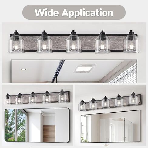 48.5 inches Large Farmhouse Vanity Light for Bathroom, Farmhouse Bathroom Vanity Light with Bubble Glass Shades, 6-Light E26 Base in Kuwait