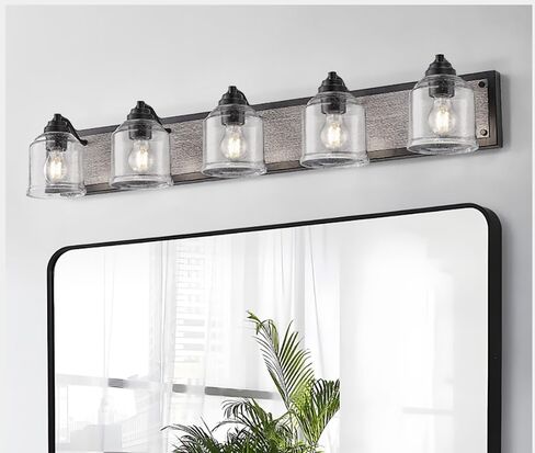 48.5 inches Large Farmhouse Vanity Light for Bathroom, Farmhouse Bathroom Vanity Light with Bubble Glass Shades, 6-Light E26 Base in Kuwait