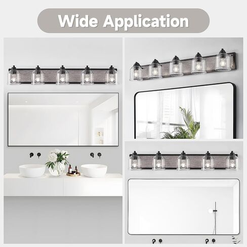 48.5 inches Large Farmhouse Vanity Light for Bathroom, Farmhouse Bathroom Vanity Light with Bubble Glass Shades, 6-Light E26 Base in Kuwait