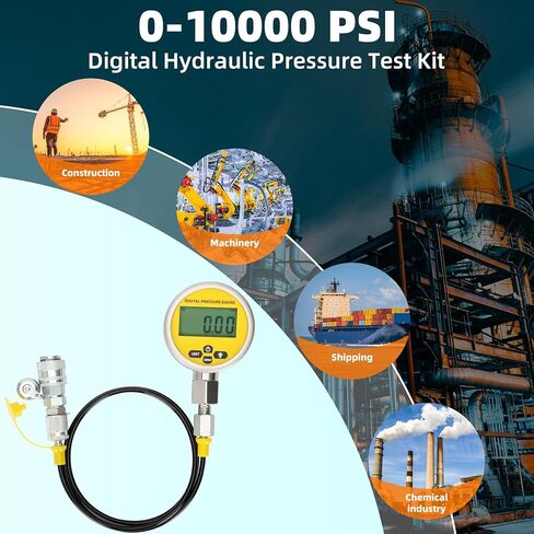10000ppsi مقياس الضغط الهيدروليكي الرقمي اختبار مجموعة المانومتر للاختبارات في الولايات المتحدة الأمريكية حفارة ، مقياس 1 خرطوم 2 توصيلات ، دقة 0.4 ٪ ، موصل G1/4 ، 700BAR/70MPA in Kuwait