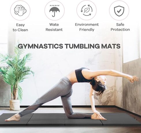 4 حصيرة تمرين قابلة للطي من بانيل ، سميك سميك حصيرة 8'x4 ، حصيرة صالة رياضية مع مقابض حمل لليوغا MMA تمتد للجمباز والصالة الرياضية المنزلية in Kuwait