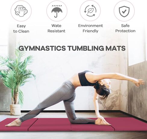 4 Pannel Folding Exercise Mat, 2 Inch Thick Gymnastics Mat 8’x4’, Gym Mat with Carrying Handles for MMA Yoga Stretching Gymnastics and Home Gym in Saudi Arabia