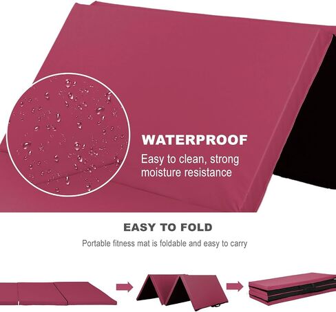 4 Pannel Folding Exercise Mat, 2 Inch Thick Gymnastics Mat 8’x4’, Gym Mat with Carrying Handles for MMA Yoga Stretching Gymnastics and Home Gym in Saudi Arabia