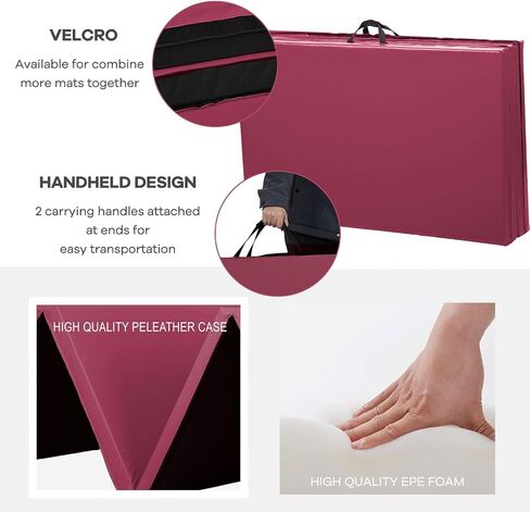 4 Pannel Folding Exercise Mat, 2 Inch Thick Gymnastics Mat 8’x4’, Gym Mat with Carrying Handles for MMA Yoga Stretching Gymnastics and Home Gym in Saudi Arabia