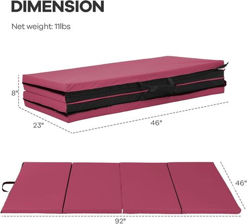 4 Pannel Folding Exercise Mat, 2 Inch Thick Gymnastics Mat 8’x4’, Gym Mat with Carrying Handles for MMA Yoga Stretching Gymnastics and Home Gym in Saudi Arabia
