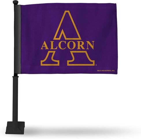 Rico Industries NCAA Alcorn State Braves Black Pole Car Flag W' Black Pole Double Sided Car Flag - 16" x 19" - Strong Pole that Hooks Onto Car/Truck/Automobile in Saudi Arabia