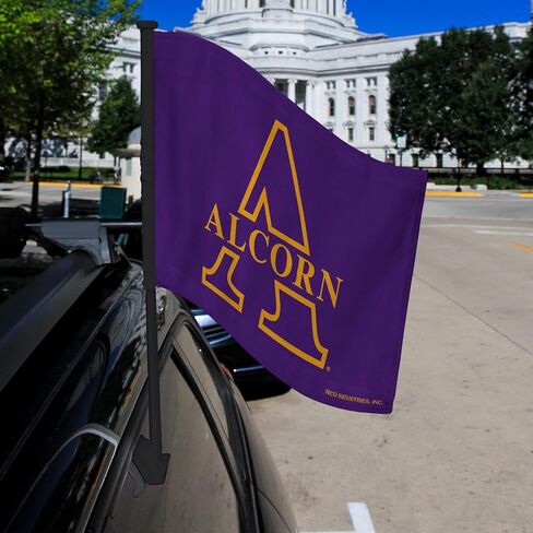 Rico Industries NCAA Alcorn State Braves Black Pole Car Flag W' Black Pole Double Sided Car Flag - 16" x 19" - Strong Pole that Hooks Onto Car/Truck/Automobile in Saudi Arabia