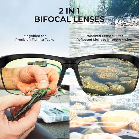 KastKing Tugaloo Semi-Rimless Bifocal Polarized Reader Sunglasses, Bi-focal x1.5 x2.0 x2.5 Magnifications, UV Protection in Saudi Arabia