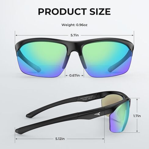 KastKing Tugaloo Semi-Rimless Bifocal Polarized Reader Sunglasses, Bi-focal x1.5 x2.0 x2.5 Magnifications, UV Protection in Saudi Arabia