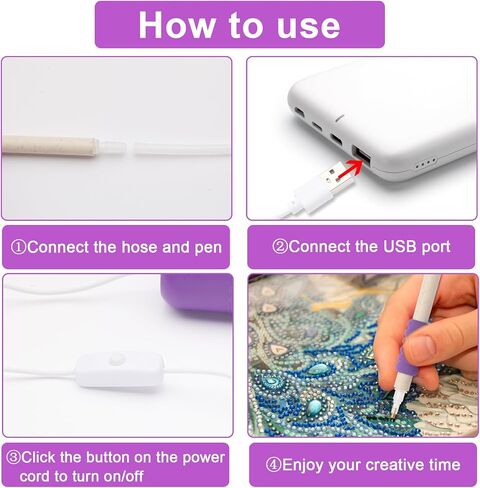 Electric Diamond Painting Pen, Wireless Diamond Painting Pen with Vacuum Pump, No Wax Diamond Art Pen, Diamond Art Accessories and Tools in Saudi Arabia