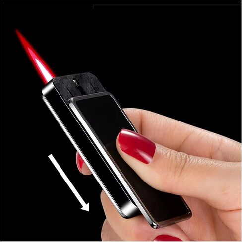 2024 Lightweight Deluxe Windproof Straight Pull Down Torch Slide Down Lighter, Metal Refillable Lighter, Candle, Camping (Butane Free)(Gold 2) in Saudi Arabia