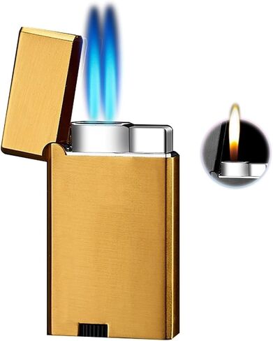 Dual Flame, Windproof Lighter, Soft Flame Fuel Window Lighter Butane Metal Lighter, Jet Flame Lighter, Adjustable Flame Lighter for Candles, Camping, Indoor and Outdoor(Silver) in Saudi Arabia