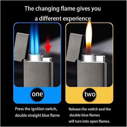 Dual Flame, Windproof Lighter, Soft Flame Fuel Window Lighter Butane Metal Lighter, Jet Flame Lighter, Adjustable Flame Lighter for Candles, Camping, Indoor and Outdoor(Silver) in Saudi Arabia